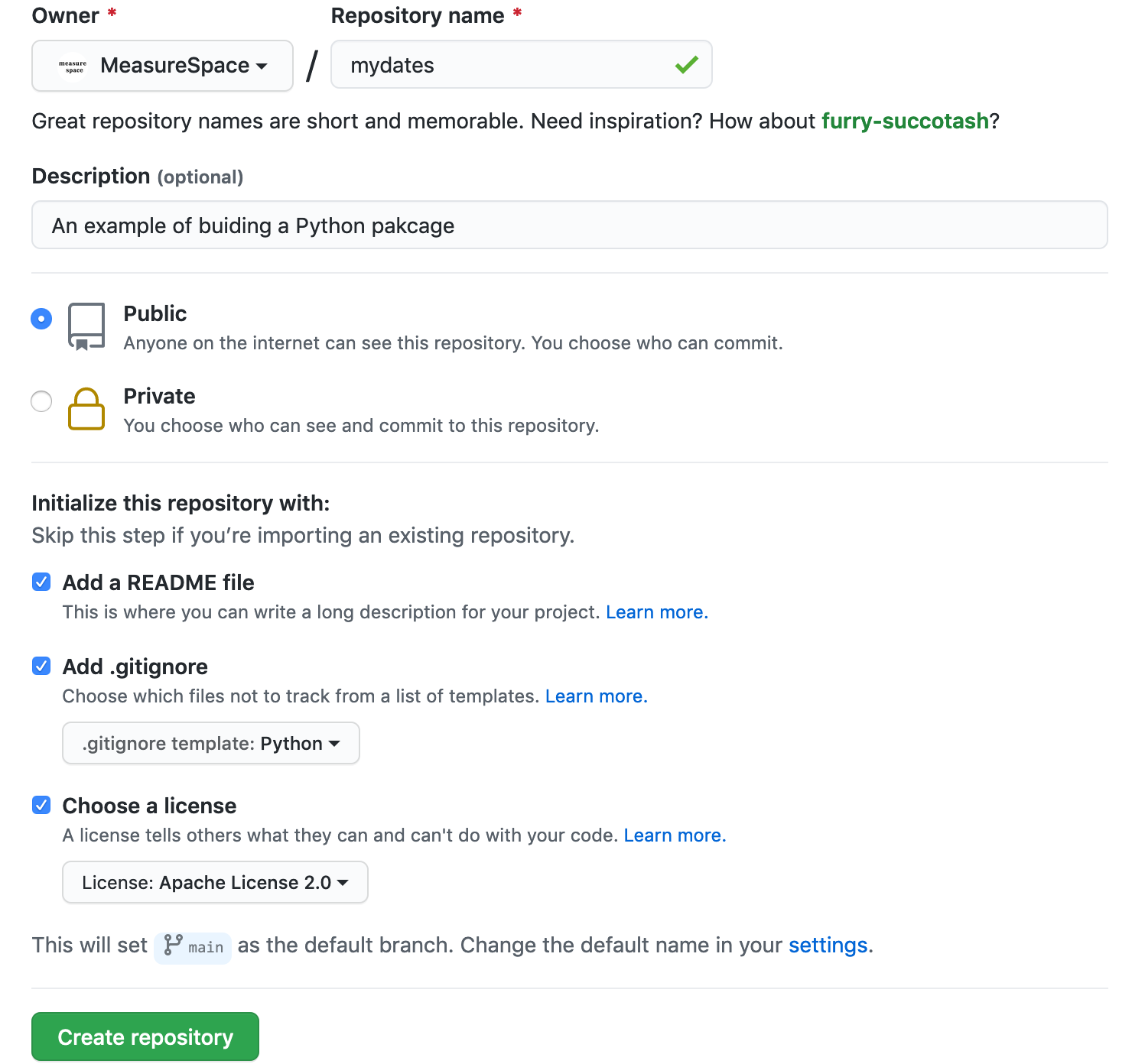 github repo setting